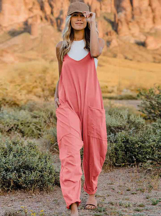 Bette Double Take Full Size Sleeveless V-Neck Pocketed Jumpsuit