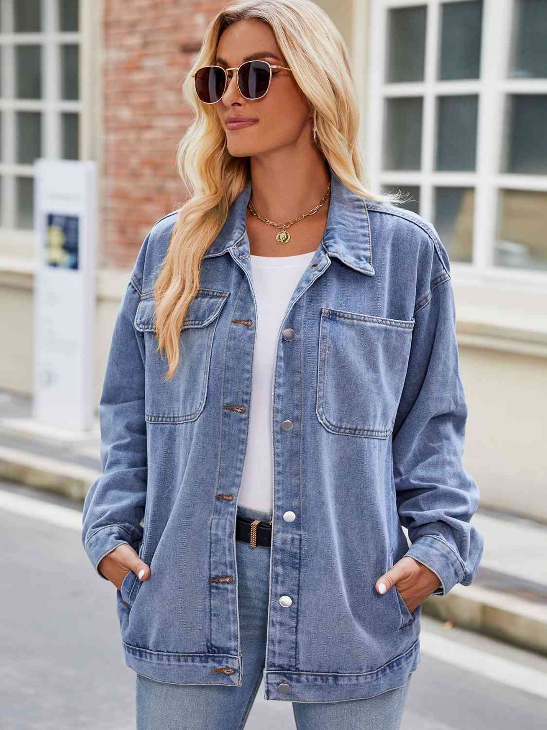 Barbie Button Up Denim Jacket with Pockets