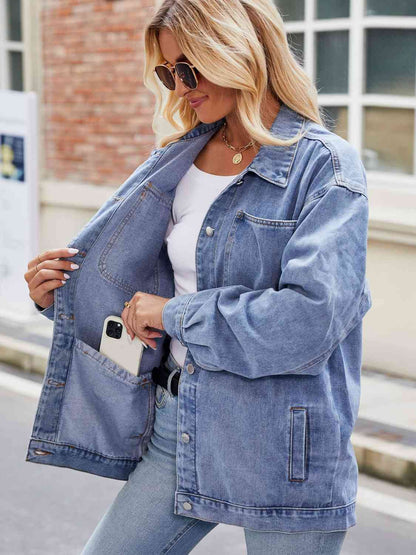 Barbie Button Up Denim Jacket with Pockets